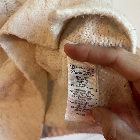 NANETTE Lepore Cream Fisherman Knit turtleneck cowl sweater LARGE - Picture 2 of 4